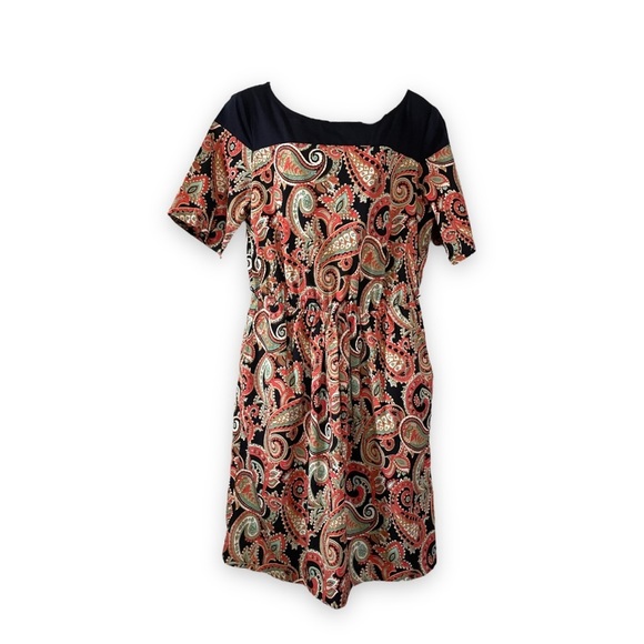 Tommy Hilfiger Paisley Contrast Shoulder Dress Medium - Picture 1 of 3